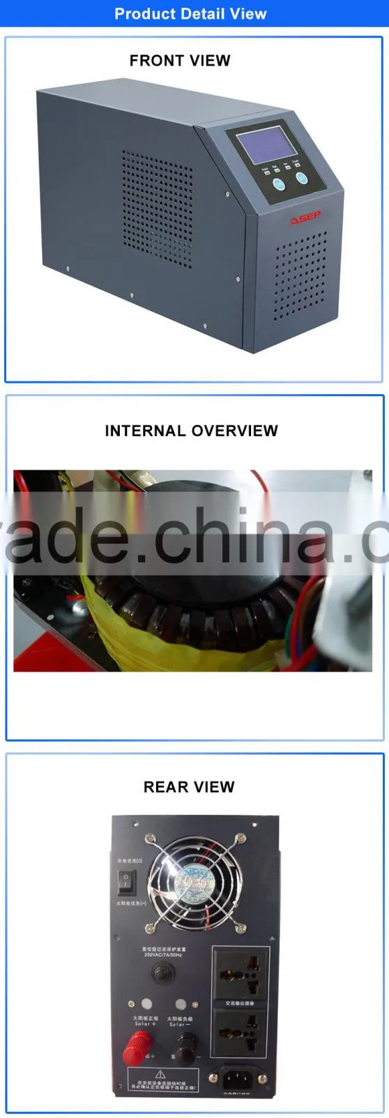 High capacity LED+LCD display inverter 12v 220v 1000w
