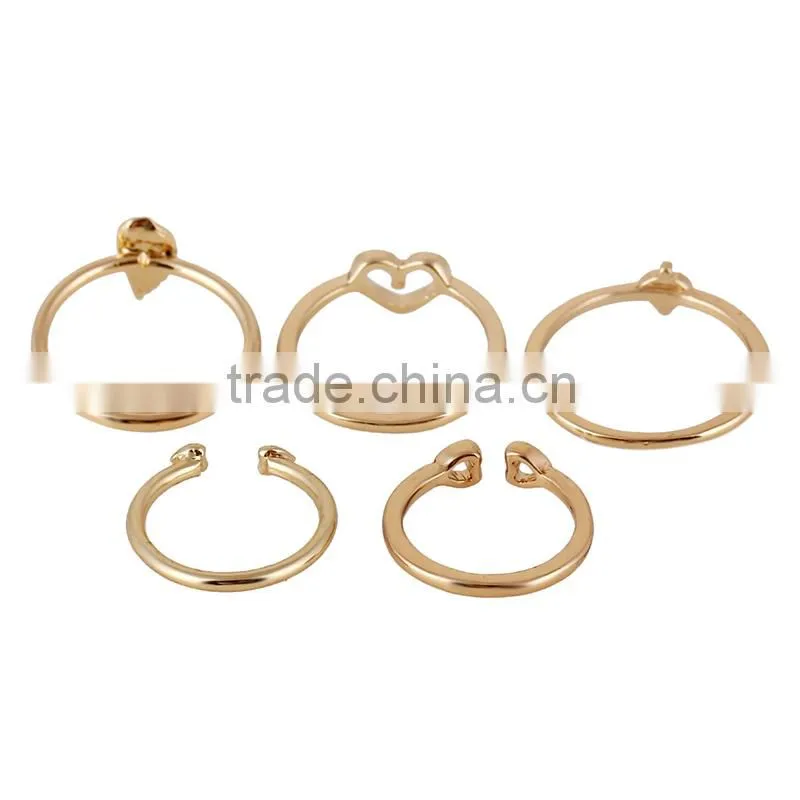 Factory Wholesale Gold jewelry Rhinestone Midi Ring Set