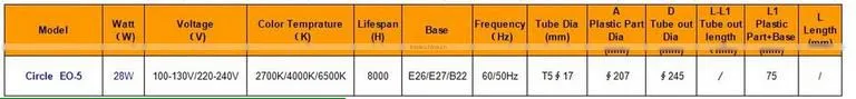 28W E27/B22 t5 circular fluorescent lamp