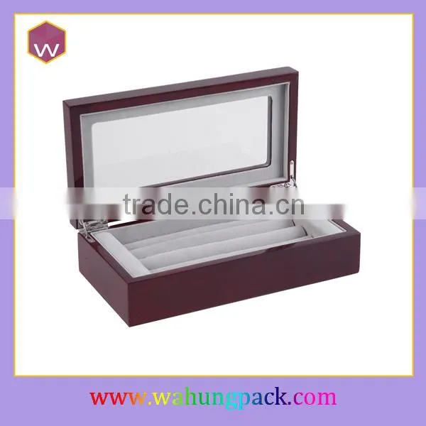 Lacquer wooden cufflink display box with window