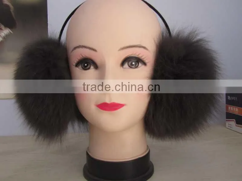 multy color warm fox fur hat earmuffs