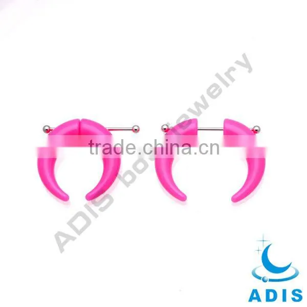 Newest fashion o-ring black acrylic body piercing buffalo horn jewelry