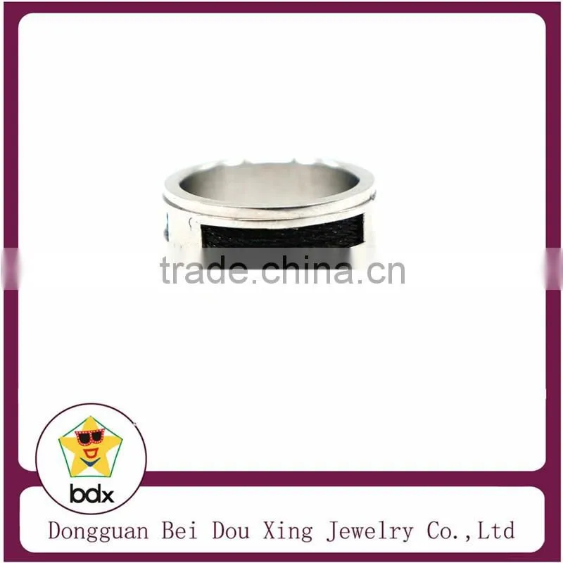 New black twisted wire design with shiny silver plated stainless steel 316 fashion Ring