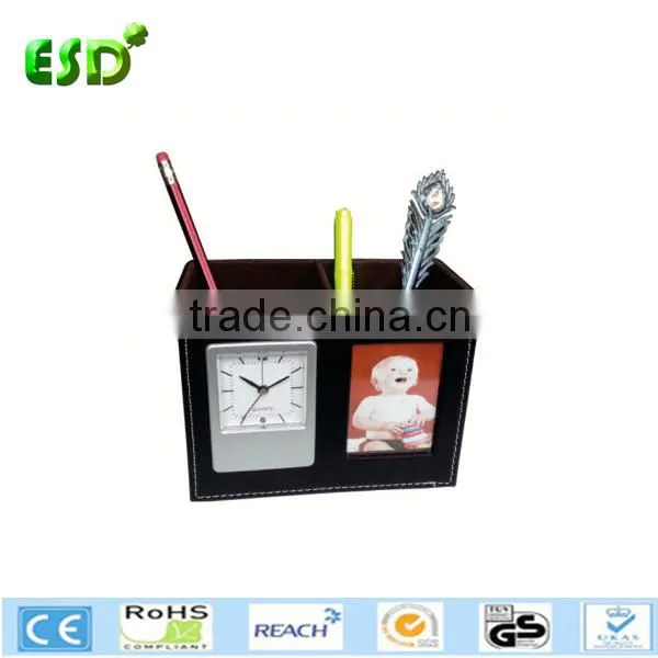 ESD promotional desktop clock and pen holder