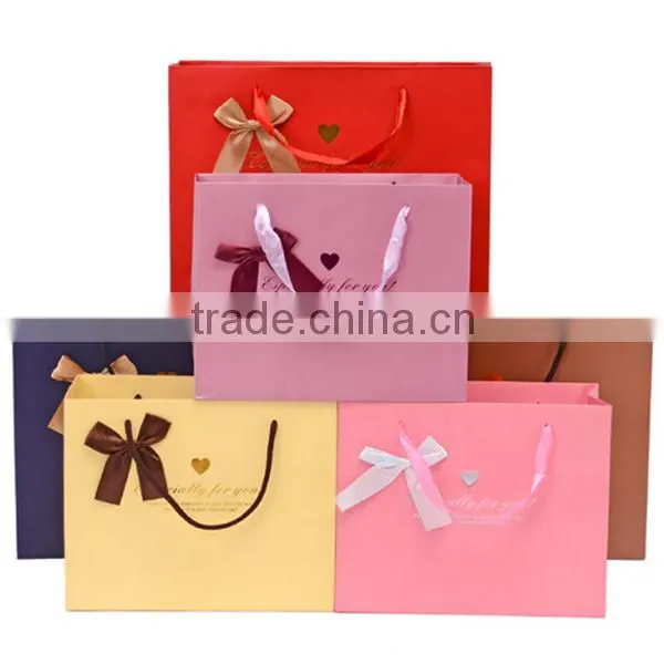Colorful Ribbon Multiple Sizes Paper Bag For Gift