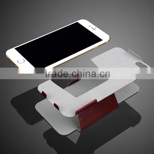 Elegant design ultra thin flip open stand leather case cover with embossed flower mobile phone leather case