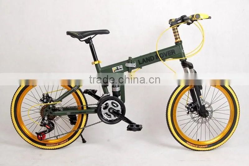 20-inch folding mountain bike 21 speed high-carbon steel full suspension folding bike