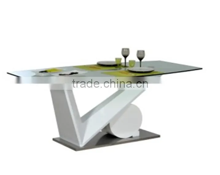 DT-3011 modern Wooden dining table with glass top