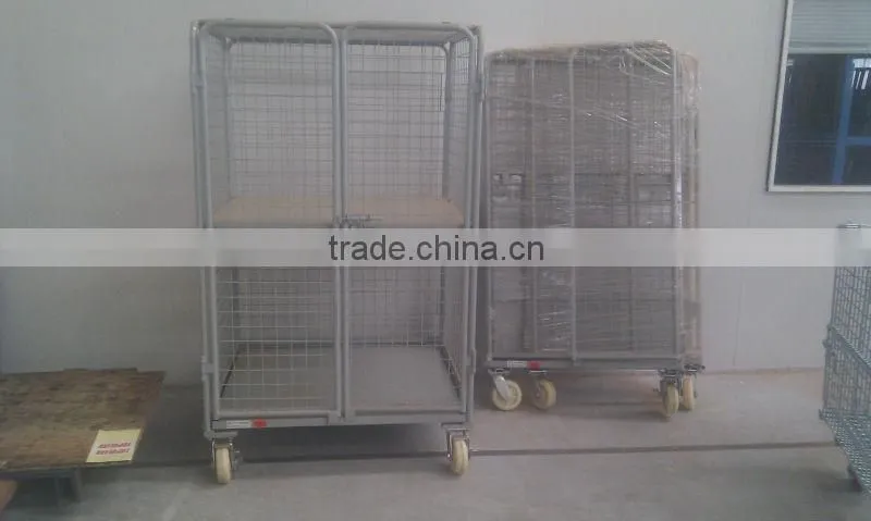 Steel Wire Folding Rolling Trolley Tool Cart for Warehouse Logistic Workshop
