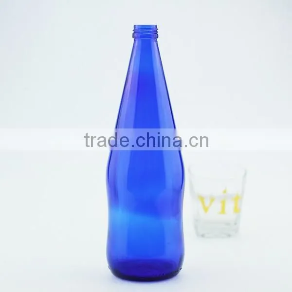 Fashional new product frosted alcohol bottles beverage wine bottle 500ml paint blue glass bottles