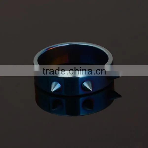 Blue Spikes Stainless Steel Ring