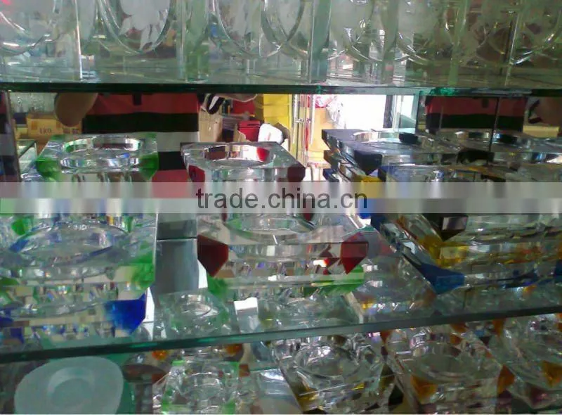 small order crystal ashtray,crystal smoking accessory with engraved logo color (R-1011