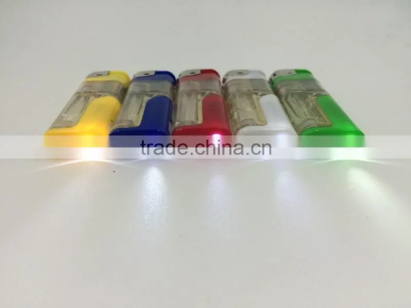 Cigarette Plastic Material Gas Electronic Refilling Lighter With LED Light