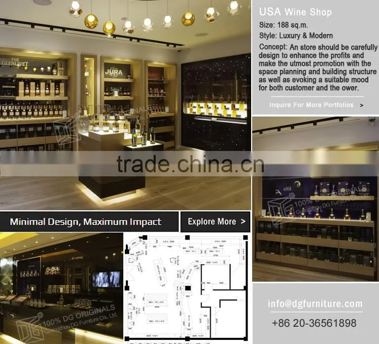 Wooden rack customized decoration for wine shop