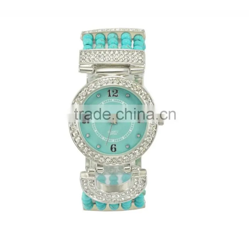 Fashion design colorful bead band Europe style wide band bracelt watches factory watch ladies casual