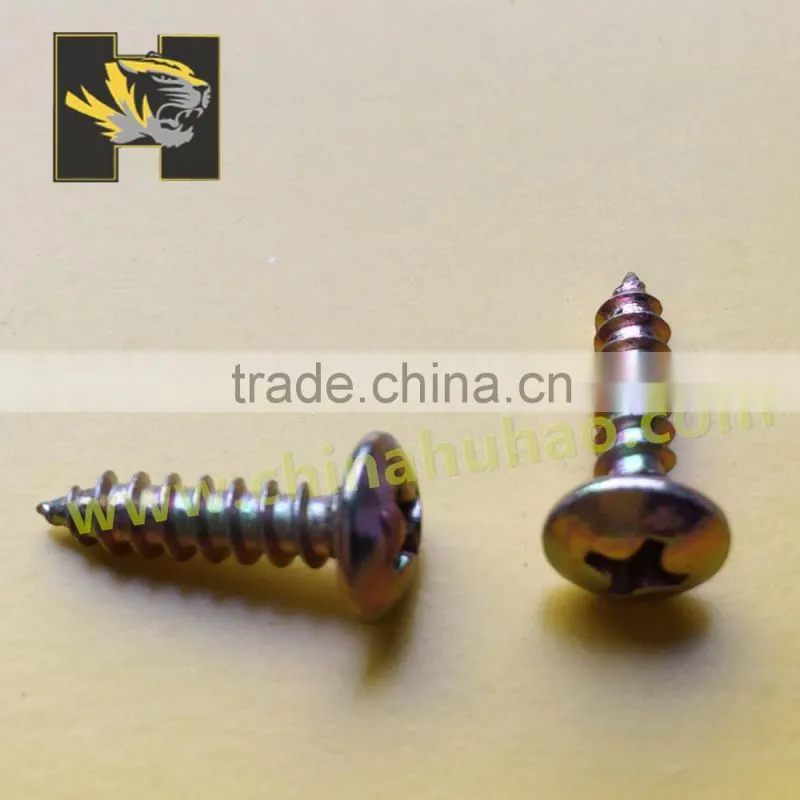 carbon steel 1022 yellow zinc pan head self tapping screw