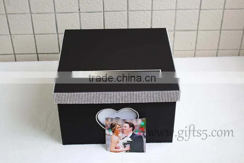 Elegant black wedding money box in handmade with photo frame wedding decorations