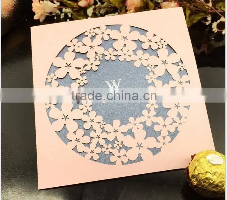 2016 hot sale Quality Free Design Custom Laser Cut inexpensive Wedding Invitation Card
