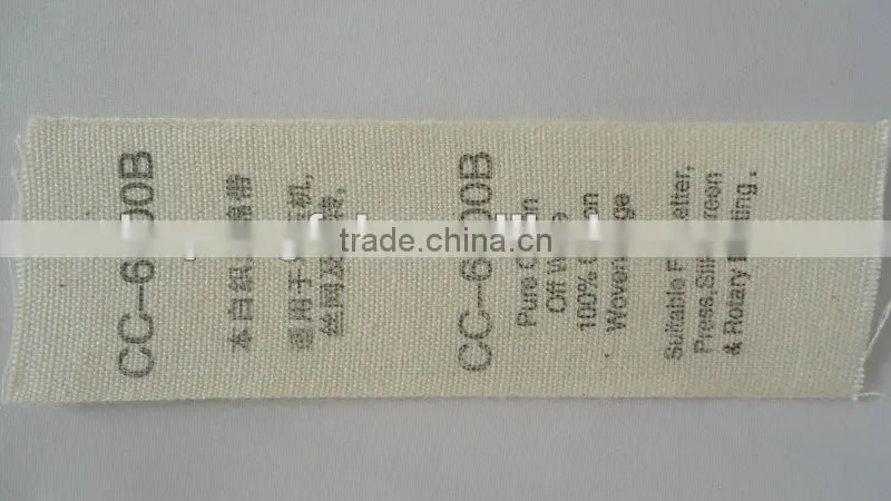 CC-6000B Pure Cotton Bleaching 100% Woven Cotton Label