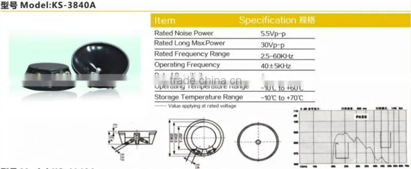 38mm 40KHz ultrasonic speaker (ROHS APPROVED)