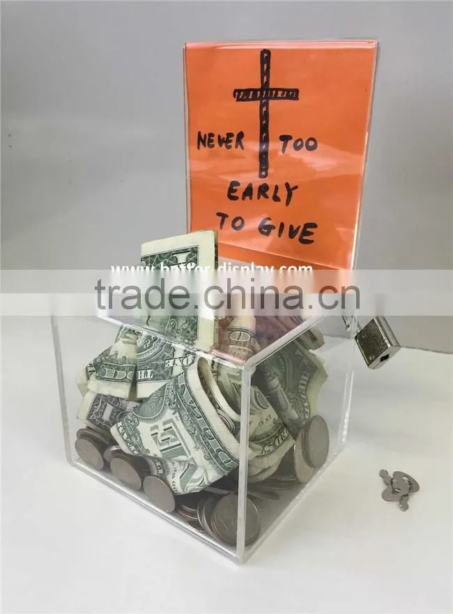 wholesale acrylic charity collection bins