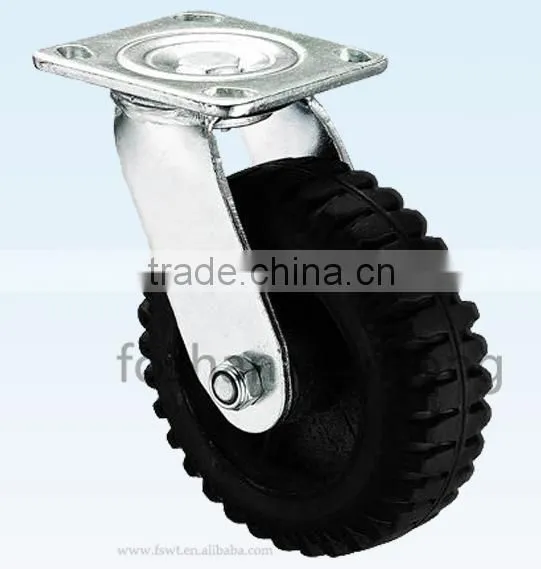 Double Steel Bearings Heavy Duty Iron Core Black Rubber Caster Wheel