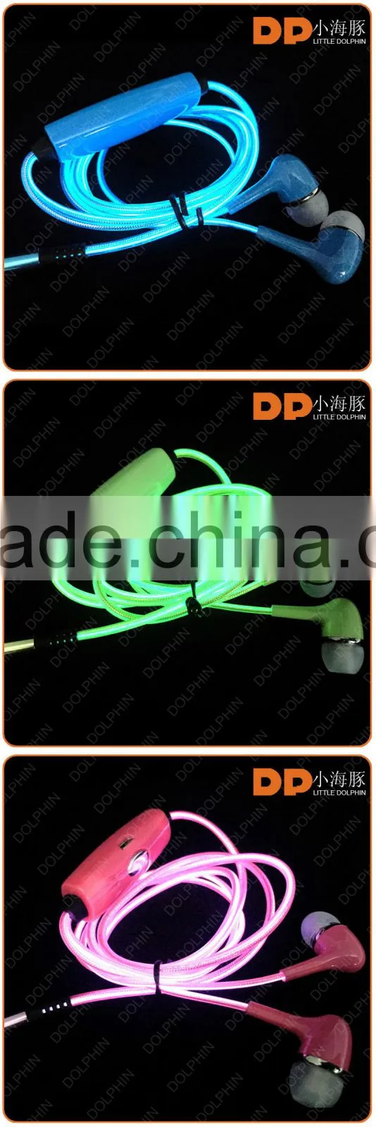 Best Price Led glowing Earphones, EL light earphone wired light earbud led earphones