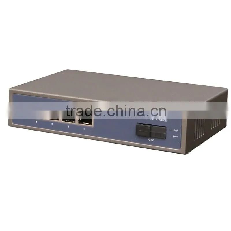4 Port RJ45 Full Gigabit Fiber Switch with 1*1000M SC optical fiber ports