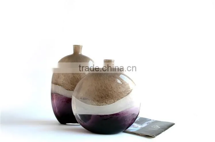New designed mouth blown purple round arts murano glass vase