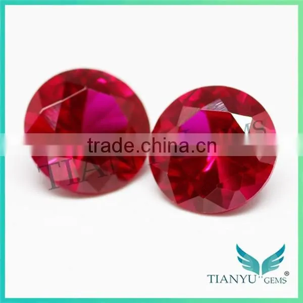 Best price 12mm round brilliant cut 5# synthetic corundum dove blood lab created ruby diamond