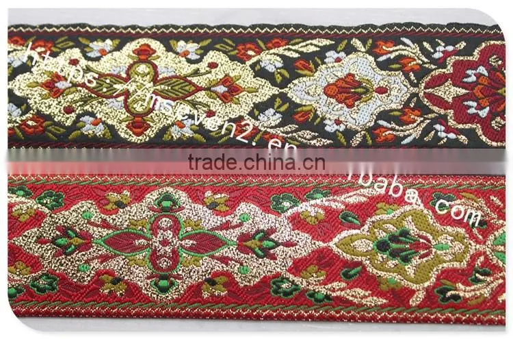 Newest 4.3cm width ethnic embroidery webbing polyester for garment/bag
