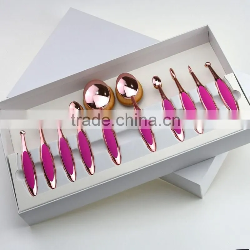 toothbrush makeup 4pieces multi-purpose rose gold oval make up brushes set