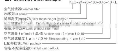 KLQ-24 Series Hydraulic Oil Tank Air Breather Filter