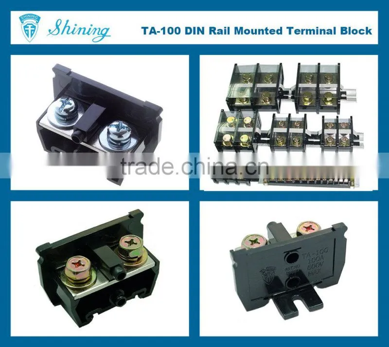 TA-100 35mm Din Rail Mount 600V 100A Junction Box Cable Connector