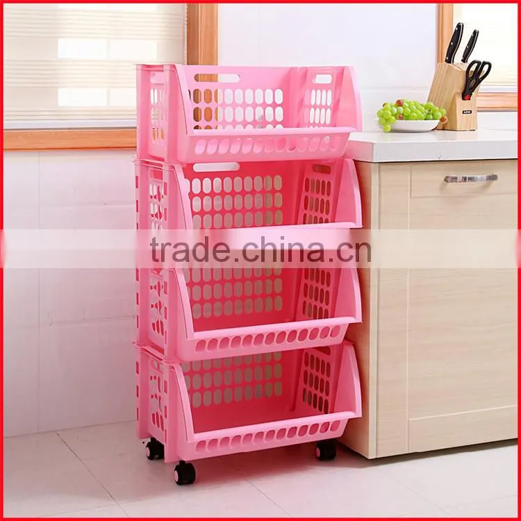 Plastic Stacking Stackers Storage Baskets Vegetable 4 Tier Rack Vegetable
