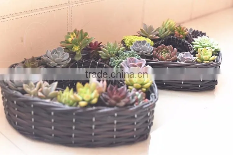 Handmade wicker basket heart-shaped retro pastoral desktop simulation flower planting pot plants meat storage basket