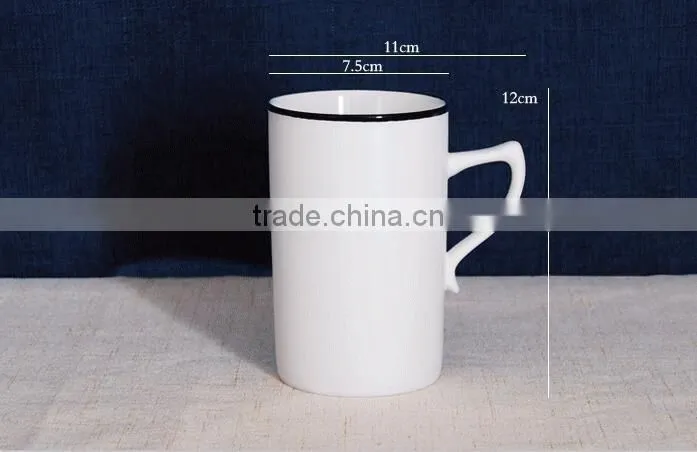 380ml Porcelain mug with silver rim 380ml porcelain mug with handle