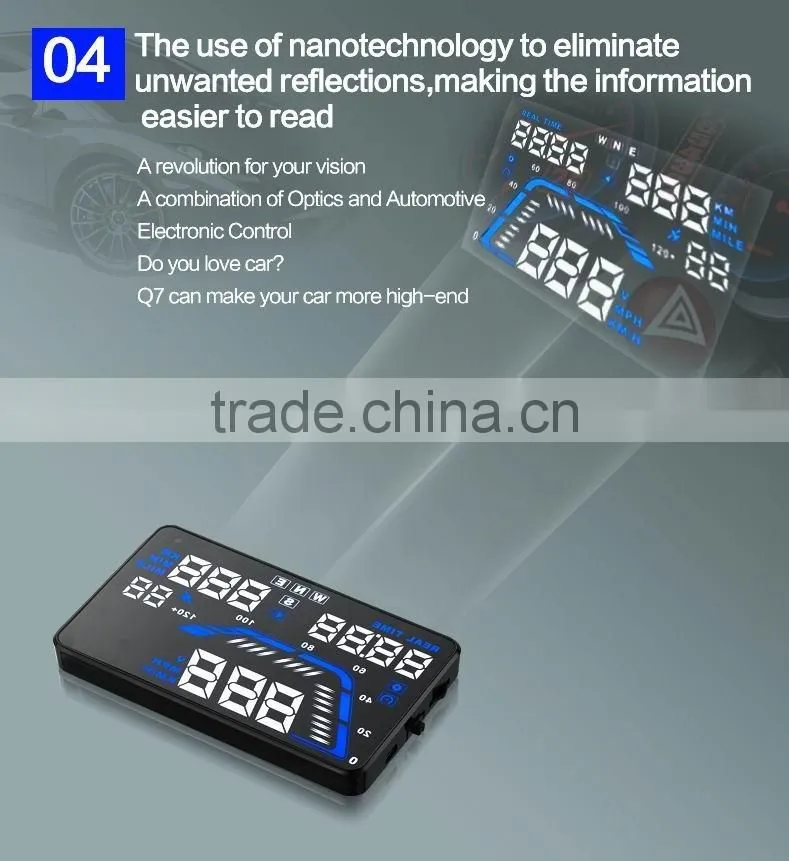 5.5'' GPS Universal Car HUD Head Up Display Car Alarm System Speed Warning With Campass