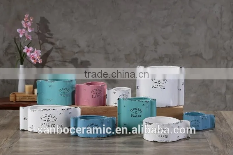 hot sale colorful archaistic garden stoneware/ceramic flower plants/flower pot