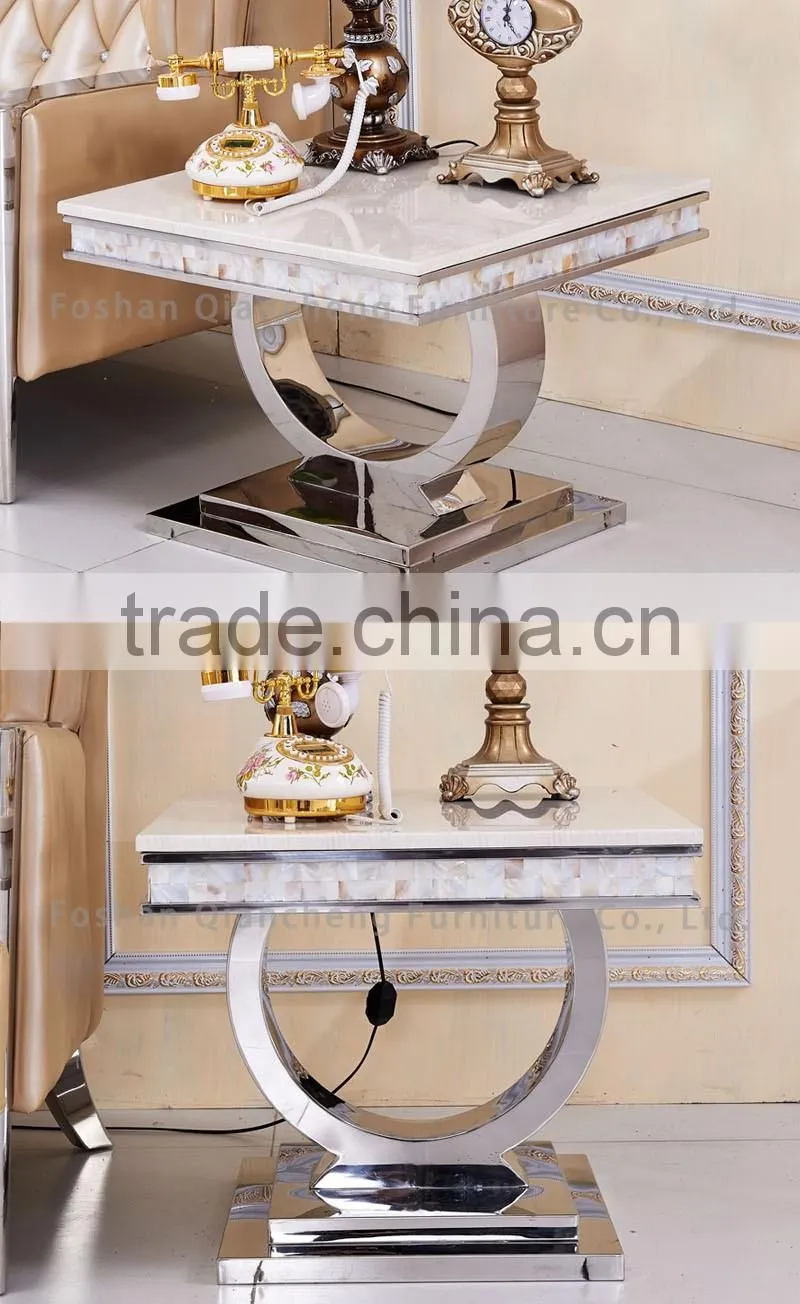 luxury 20mm marble stainless steel side table for lobby