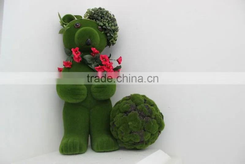 green decoration wire animals, moss topiary garden decoration, artificial moss topiary animals
