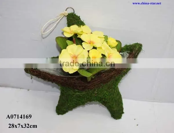 hanging wall basket made of moss