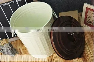 Trash Bin galvanised metal small dustbin 'set' rubbish/garbage can
