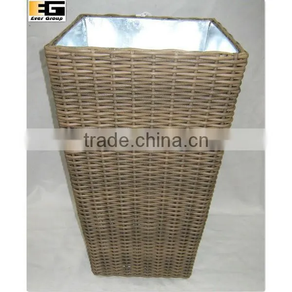 square plastic rattan woven planter