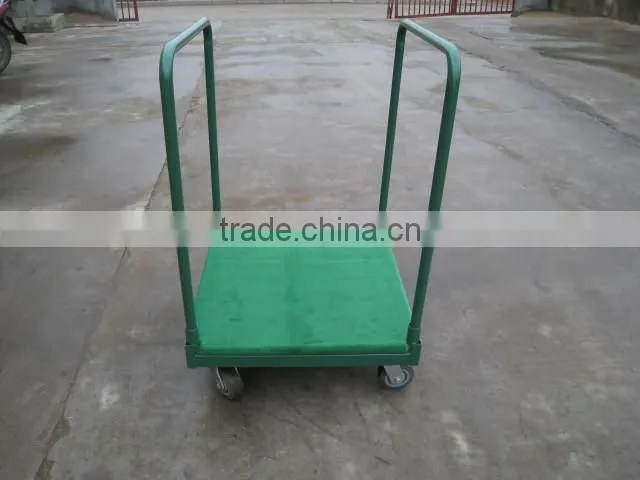 Tool cart with carpeted deck tray dolly pushing wagon