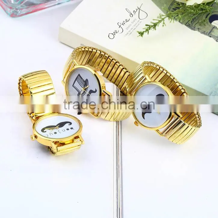 New Mustache Pattern Quartz Bracelet Watch With Metal Band
