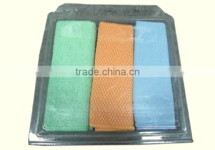 Household and car cleaning cloth microfiber towel kit in blister packaging