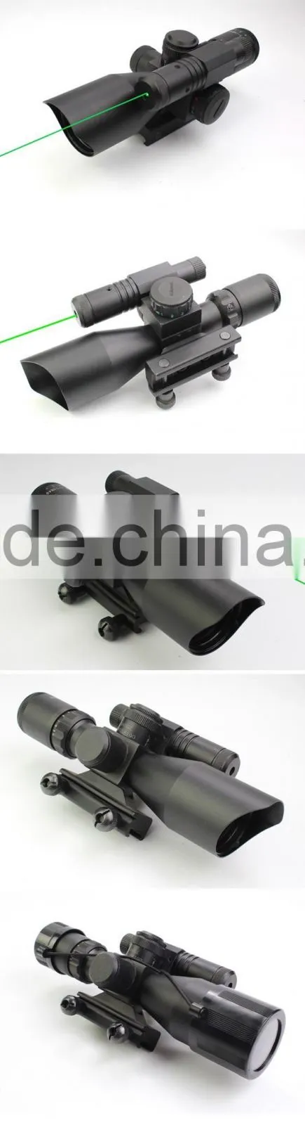 Compact 2.5-10X40 riflescope red green Mil-Dot Reticle attached green laser with standard weaver rail mount