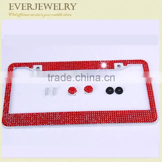 Light and sparkling red diamond car license number plate