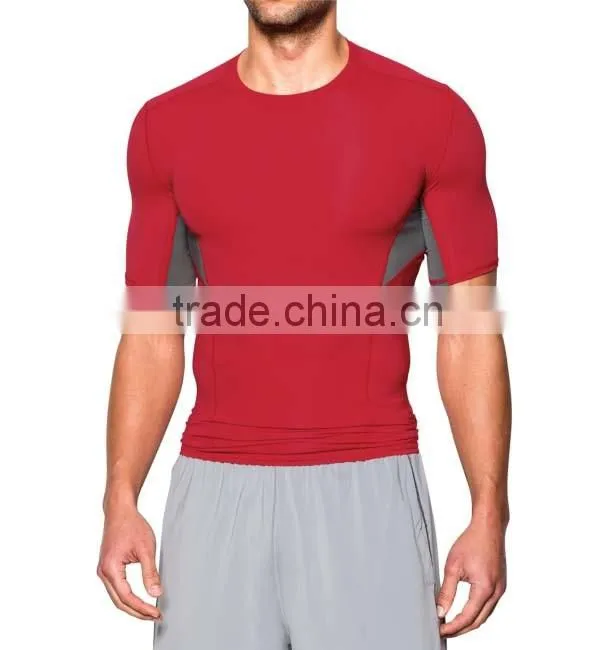 New Style Wholesale Custom Gym Fitness Sports Clothing Plain Red Men T Shirt